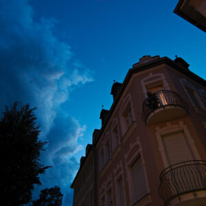Click to enlarge: Storm Clouds Over A Neat City [f/2.2, 1/15 sec, 5mm-e, ISO 200, DMC-LX3]
