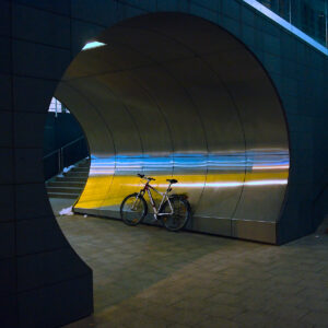 Click to enlarge: Bike In The Pipe [f/2, 1/25 sec, 40mm-e, ISO 1600, DMC-G3]