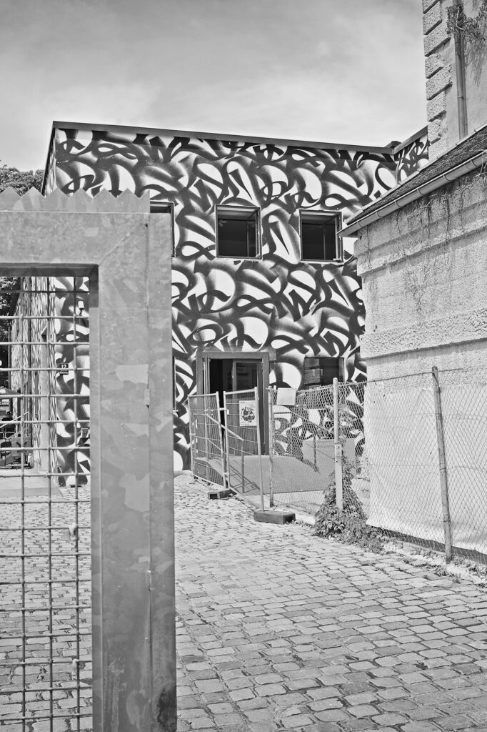 Museum of Contemporary Urban Art in Munich, with a camouflage-like facade. geotagged.