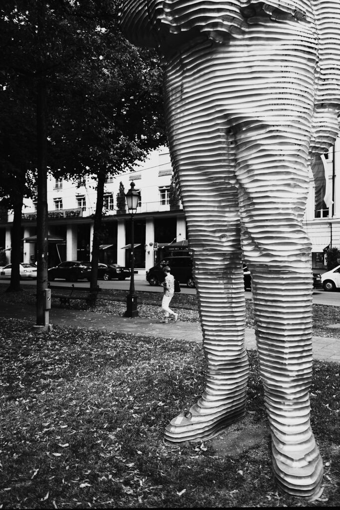 The big Shoes of Montgelas, Promenadenplatz, Munich, Black & White, Urban
