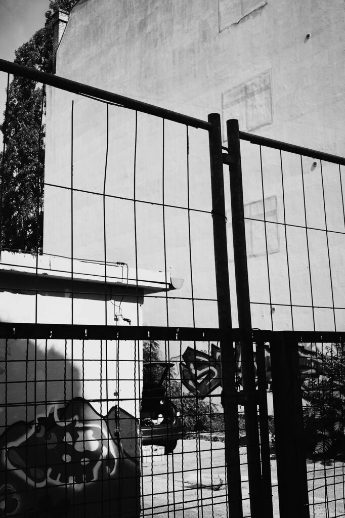 Fence and Window Remnants, Brückenstraße 20, Berlin, geotagged, Black & White, Common Places, Urban