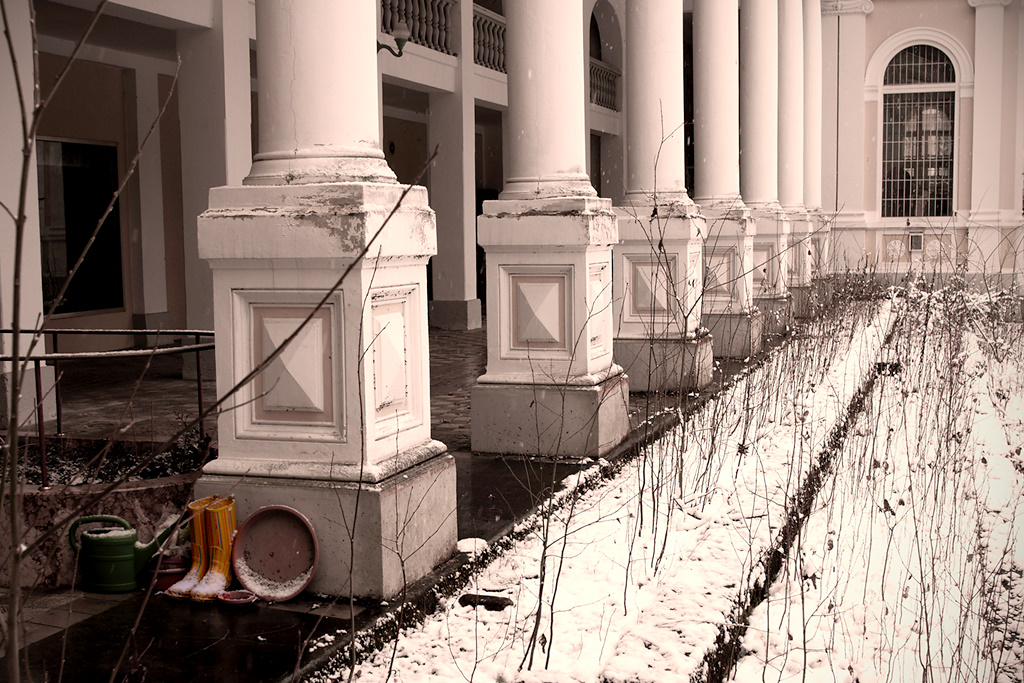 Yellow Rubber Boots and Pillars