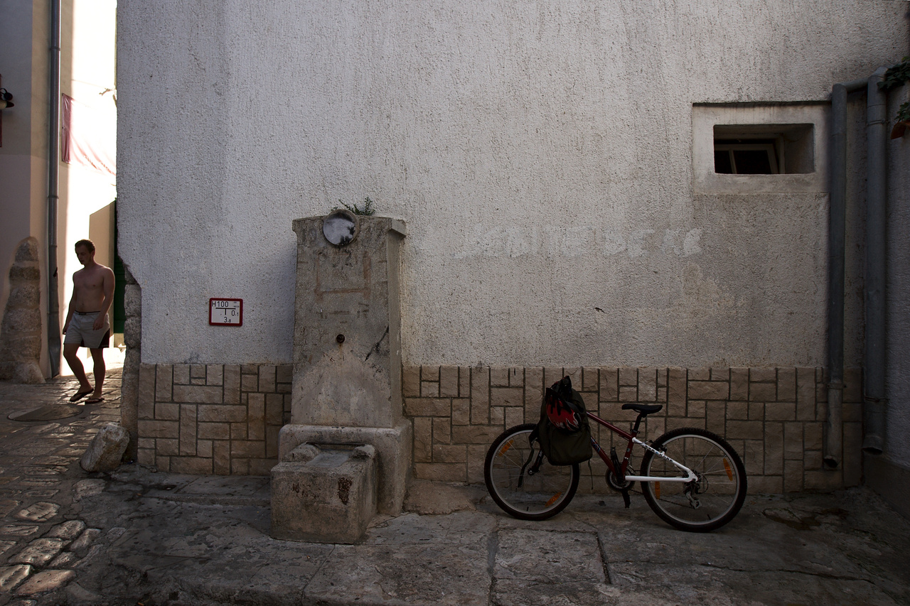 Man / Fountain / Bicycle