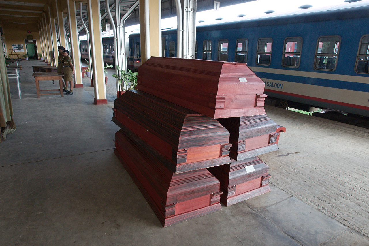 Caskets At The Train Station