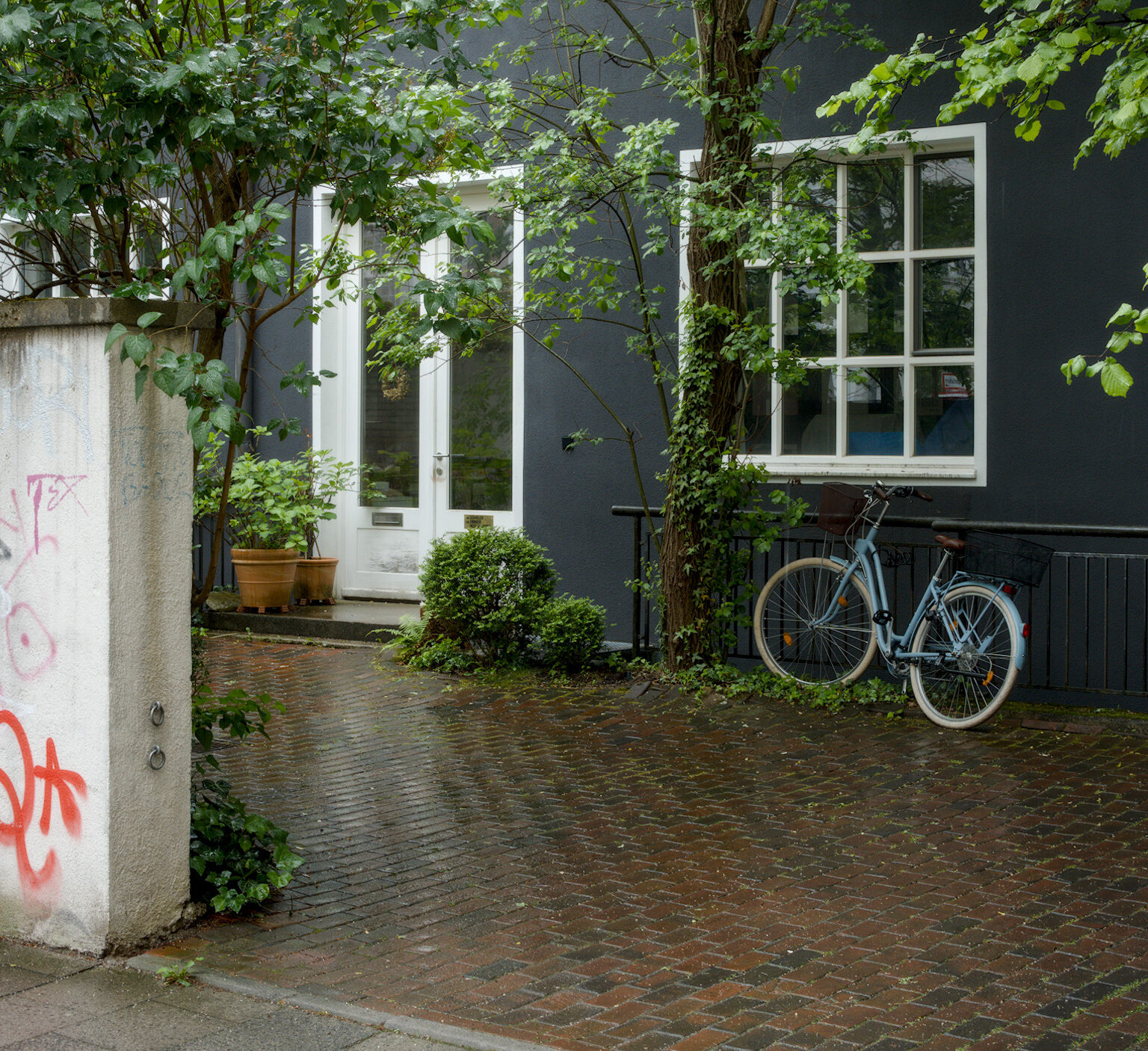 Scooter and Bike in Rain