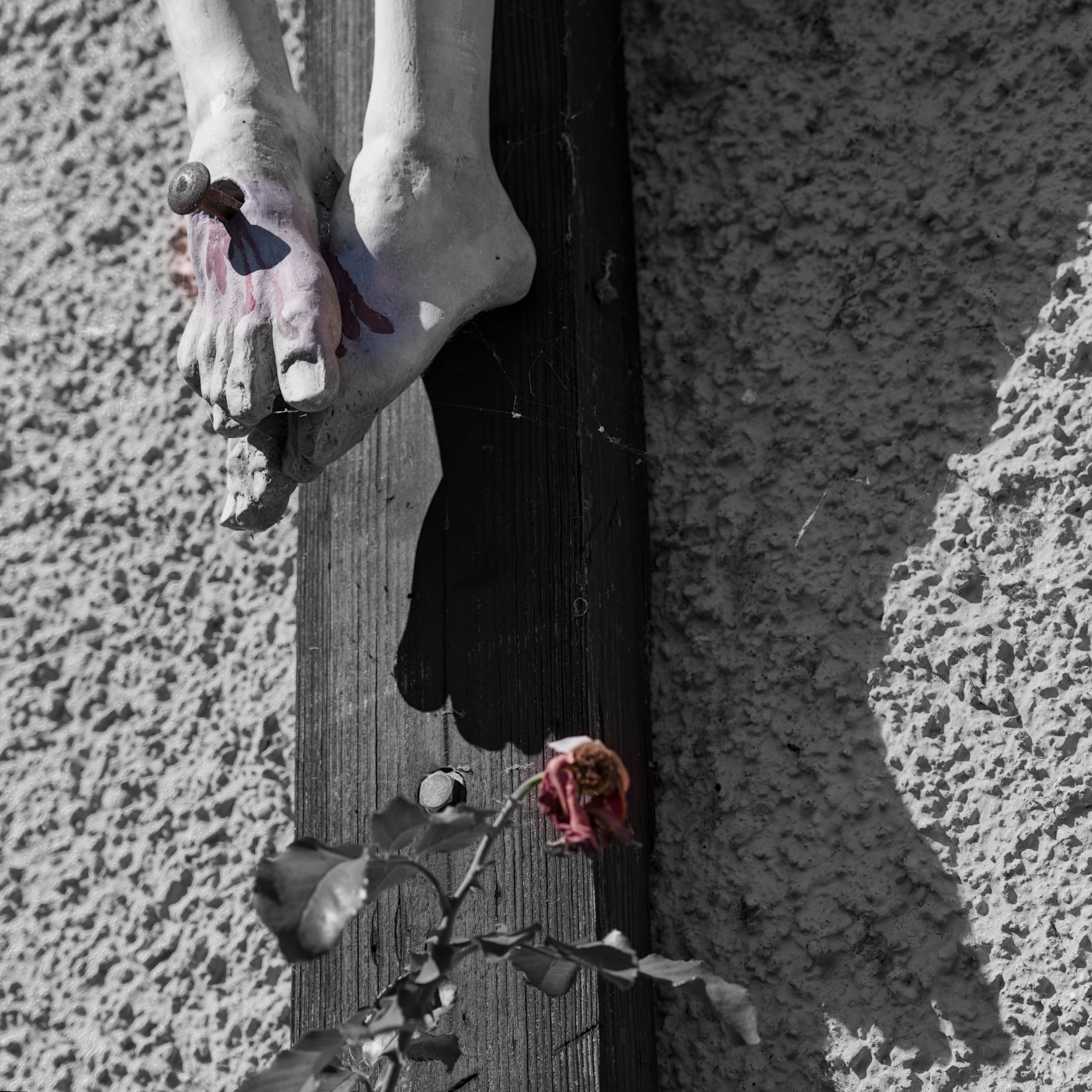 the feet of the crucified Jesus